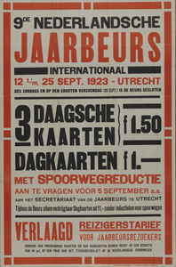 701713 Affiche van de 9e Nederlandse Jaarbeurs te Utrecht.